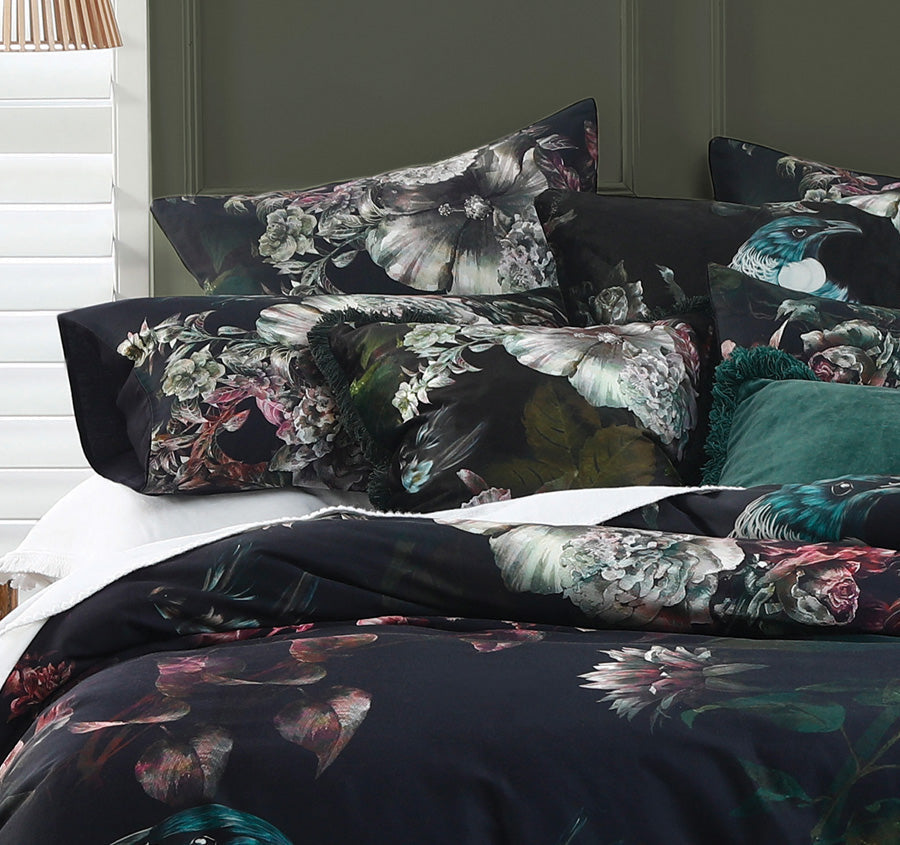 Tui Blossom Quilt Cover Set Range Black