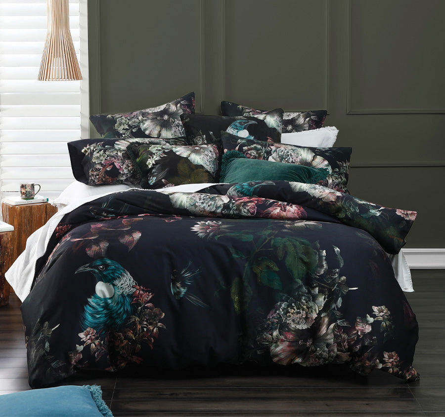 Tui Blossom Quilt Cover Set Range Black