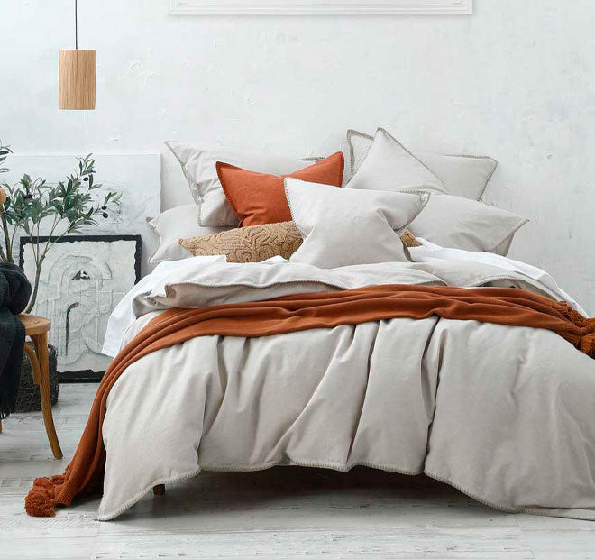 Stitch Quilt Cover Set Range Pumice