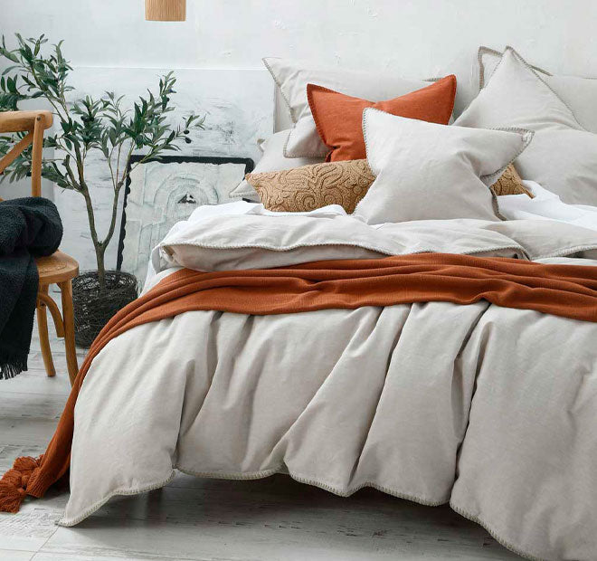 Stitch Quilt Cover Set Range Pumice