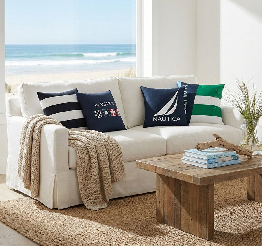 Logos Seas 45x45cm Filled Cushion Blue and White
