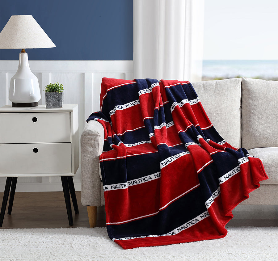 Bellecastle 130x170cm Throw Rug Navy and Red