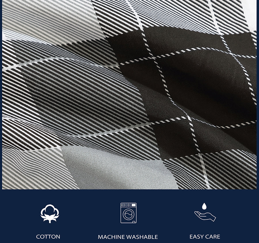 Bluff Plaid Quilt Cover Set Range Black and Grey