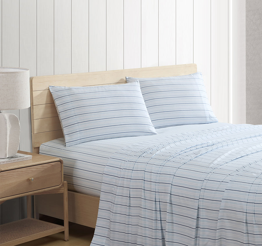 Camp Stripe Sheet Set Range Pale Blue