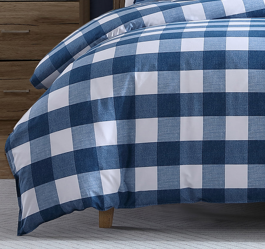 Earlington Gingham Quilt Cover Set Denim