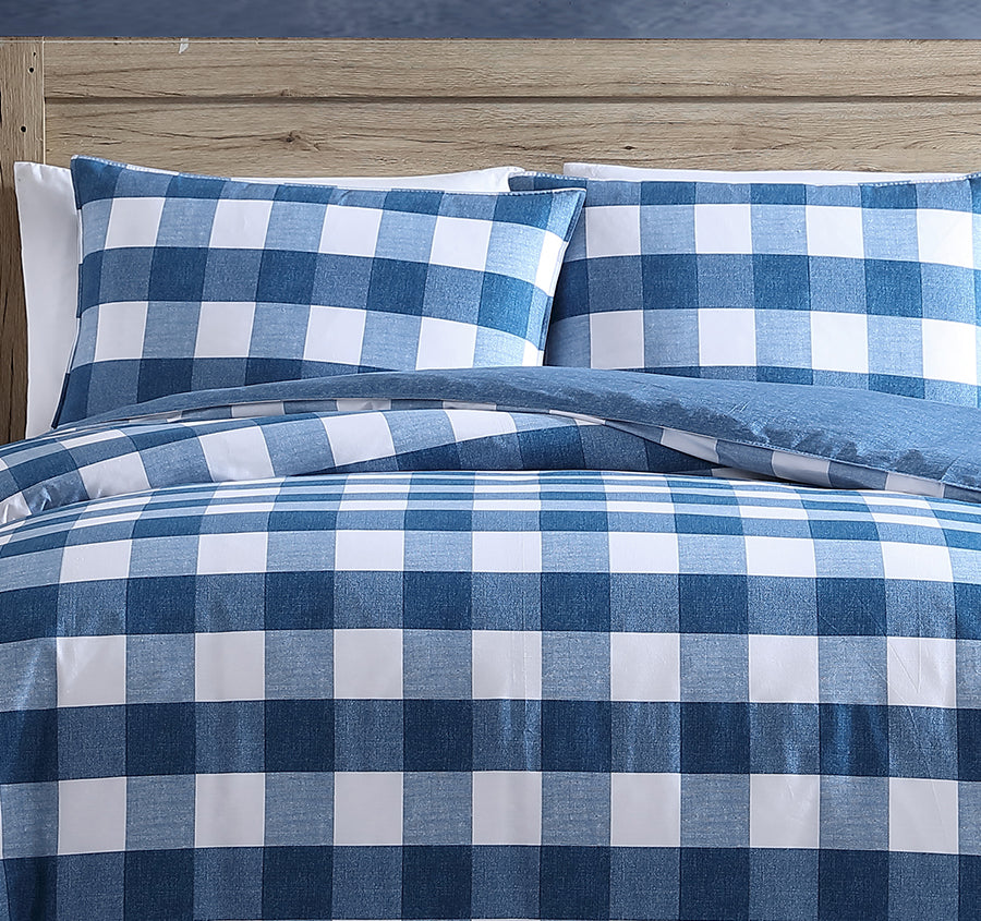 Earlington Gingham Quilt Cover Set Denim