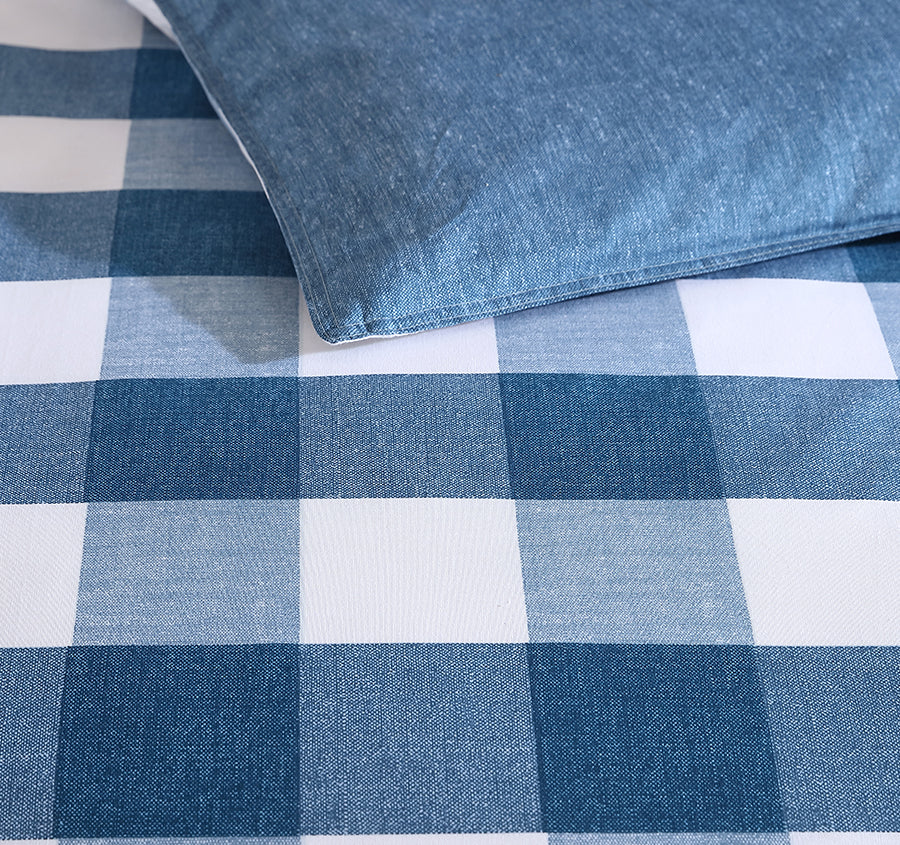 Earlington Gingham Quilt Cover Set Denim