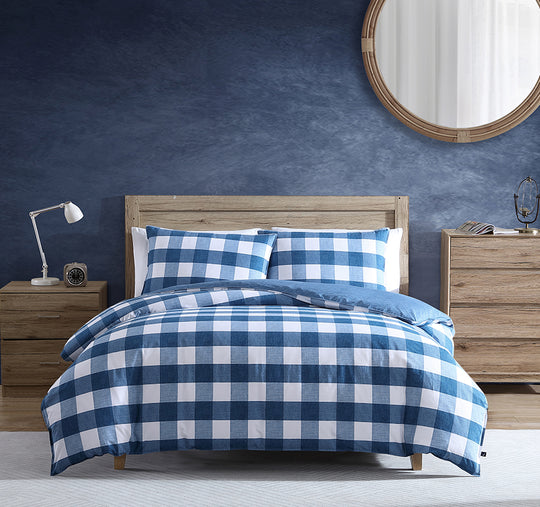 Earlington Gingham Quilt Cover Set Denim