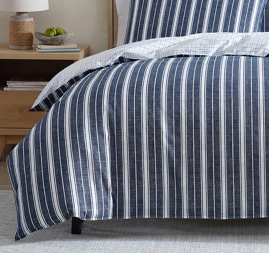 Ocean Stripe Quilt Cover Set Range Navy