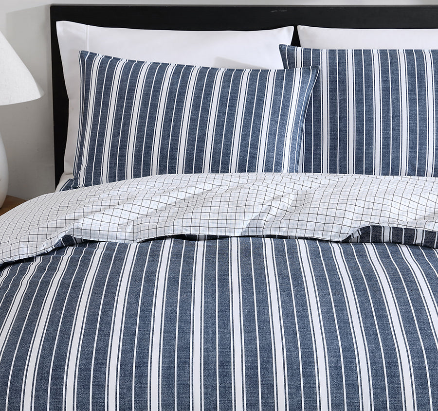 Ocean Stripe Quilt Cover Set Range Navy