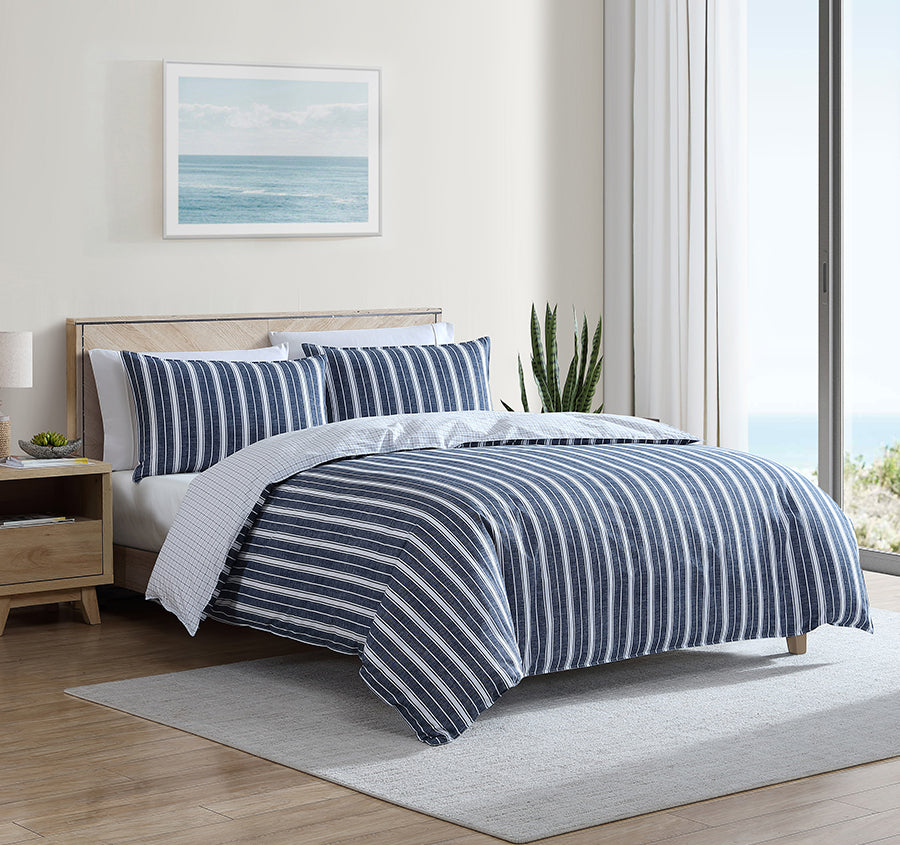 Ocean Stripe Quilt Cover Set Range Navy