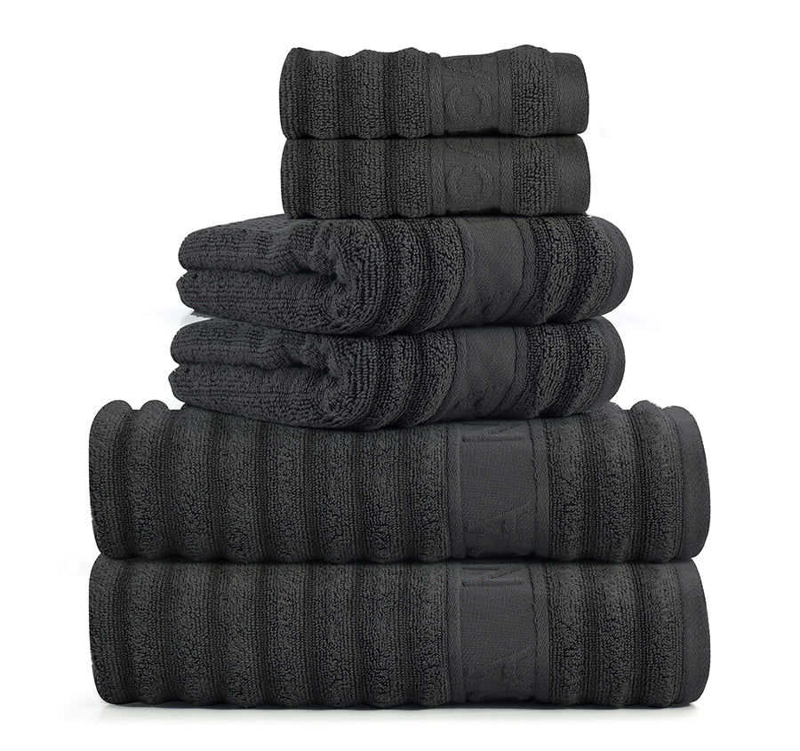 Sandy Bay 6 Piece Cotton Bath Towel Set Charcoal