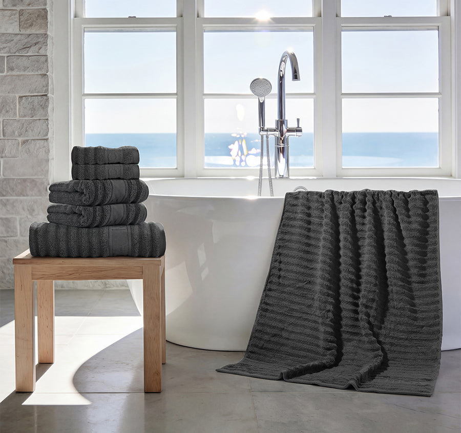 Sandy Bay 6 Piece Cotton Bath Towel Set Charcoal