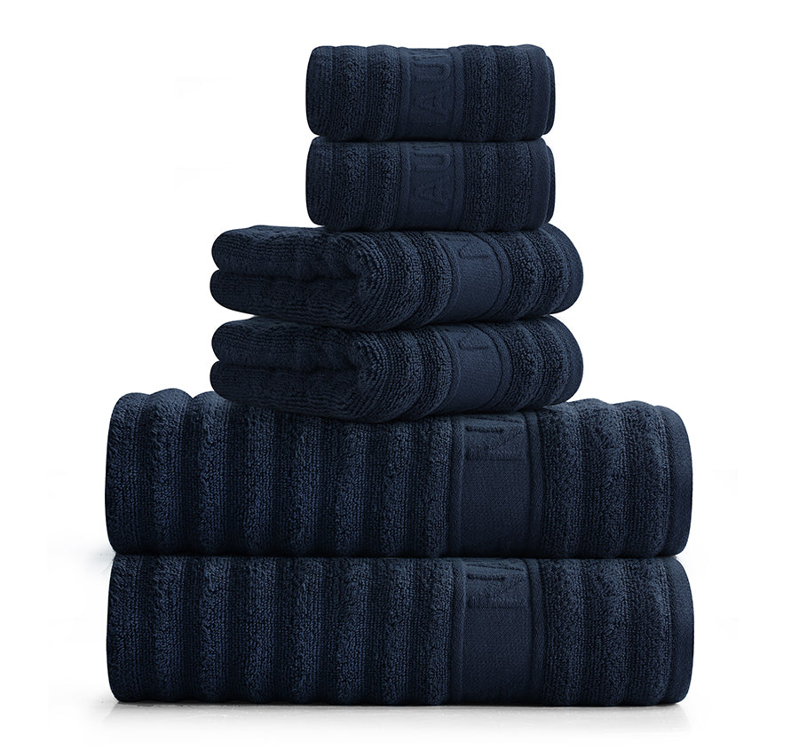 Sandy Bay 6 Piece Cotton Bath Towel Set Navy