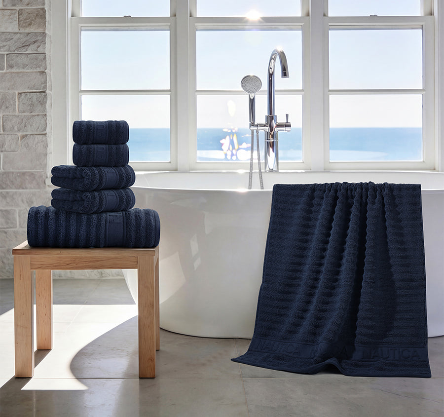 Sandy Bay 6 Piece Cotton Bath Towel Set Navy