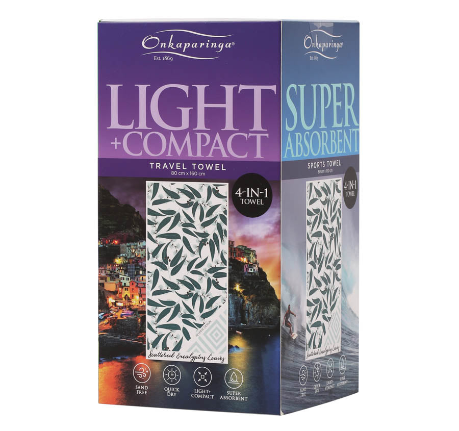 Sand Free 80x160cm Towel 4 in 1 Scattered Eucalyptus Leaves