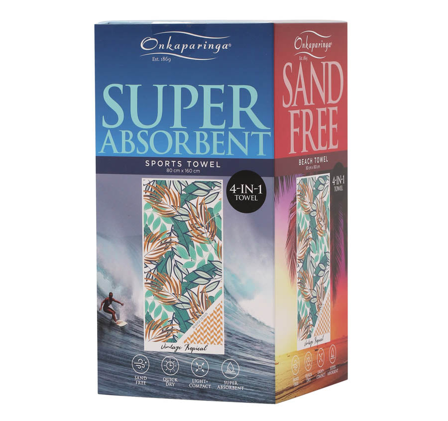 Sand Free 80x160cm Towel 4 in 1 Vintage Tropical