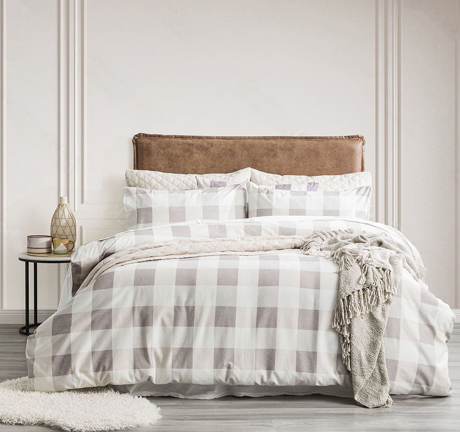 Egyptian Cotton Printed Flannelette Quilt Cover Set Range Buffalo Checks
