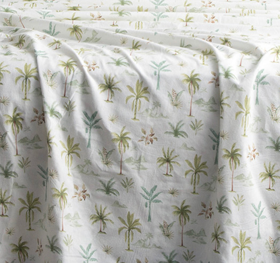 Egyptian Cotton Printed Flannelette Mega Sheet Set Range Capri Palm