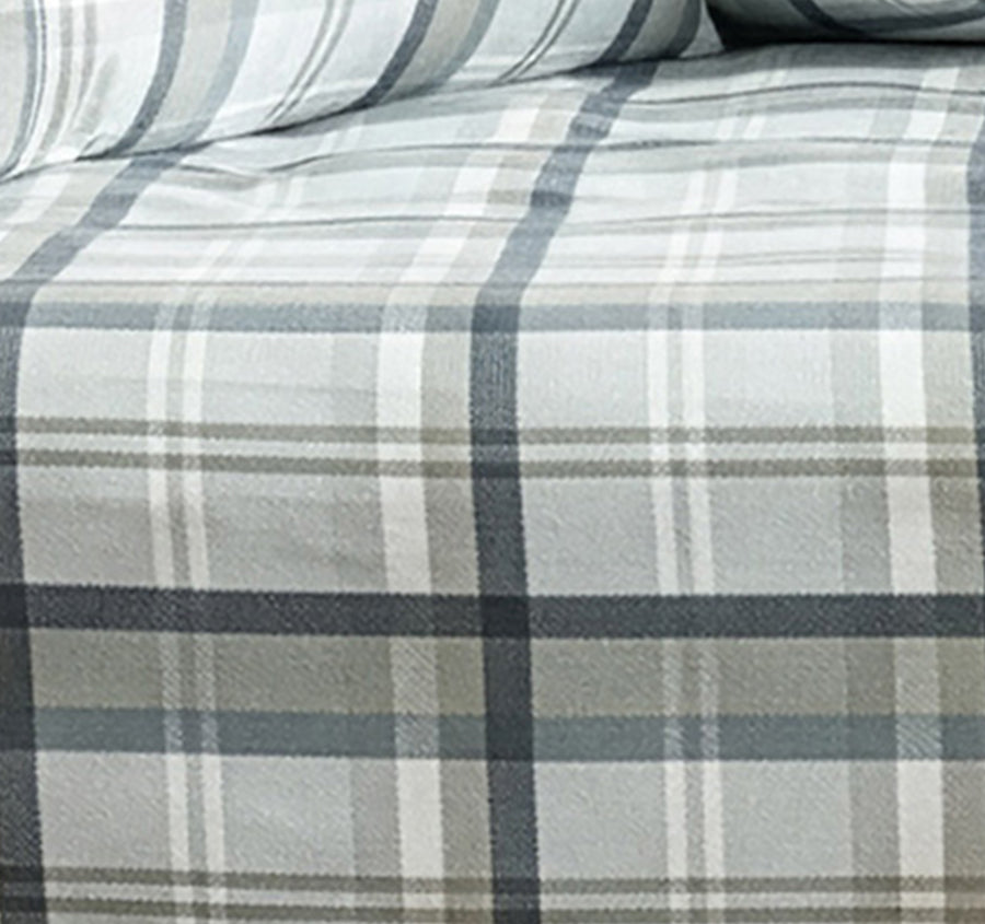 Egyptian Cotton Printed Flannelette Mega Fitted Combo Set Range Heathered Plaid