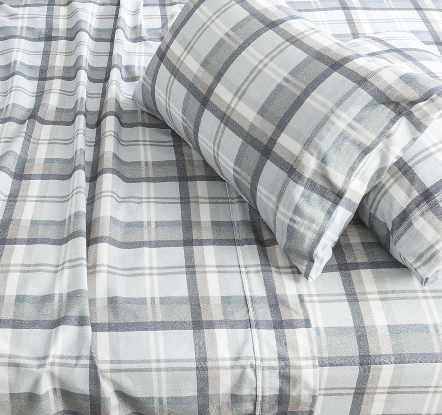 Egyptian Cotton Printed Flannelette Mega Sheet Set Range Heathered Plaid