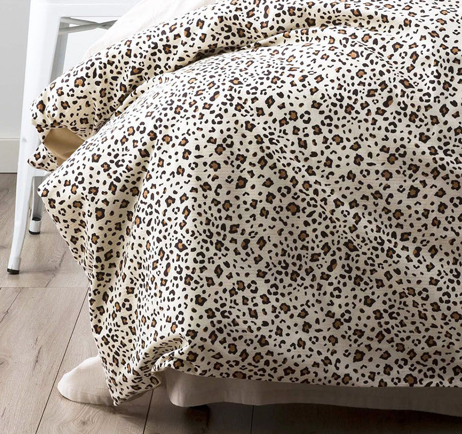 Egyptian Cotton Printed Flannelette Quilt Cover Set Range Snow Leopard