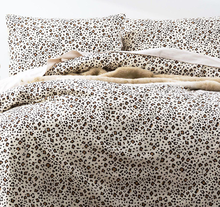 Egyptian Cotton Printed Flannelette Quilt Cover Set Range Snow Leopard