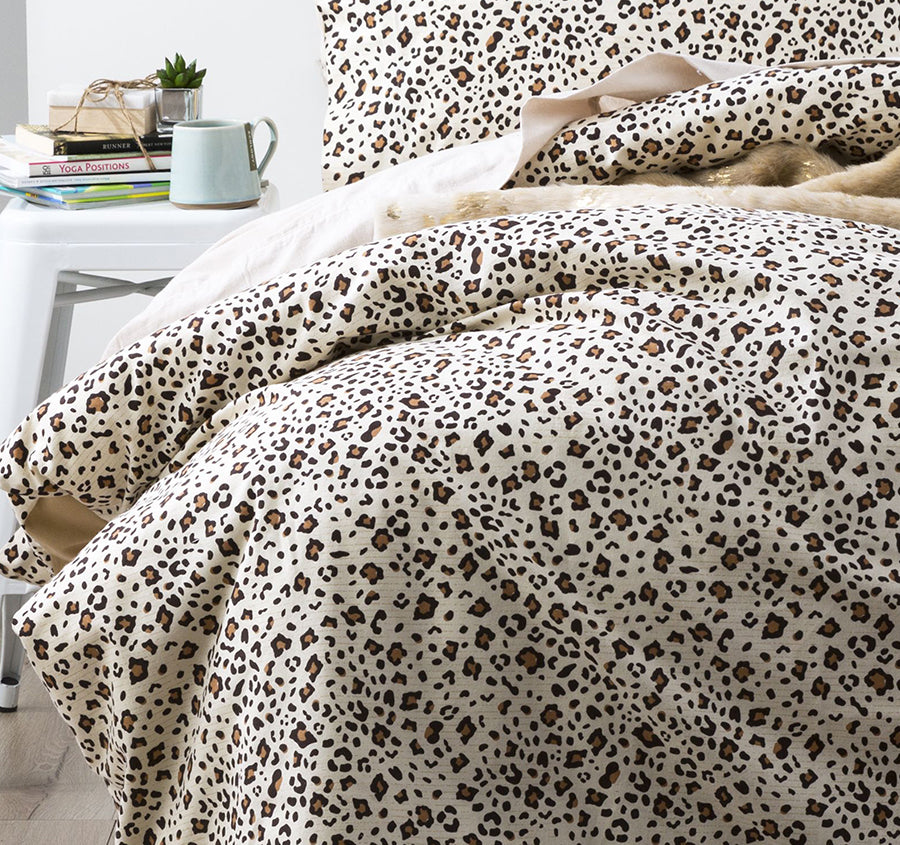 Egyptian Cotton Printed Flannelette Quilt Cover Set Range Snow Leopard