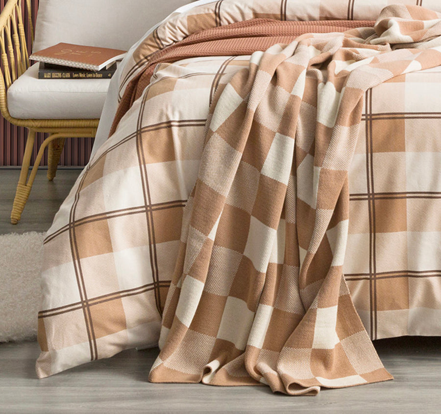 Egyptian Cotton Printed Flannelette Quilt Cover Set Range Twill Checks