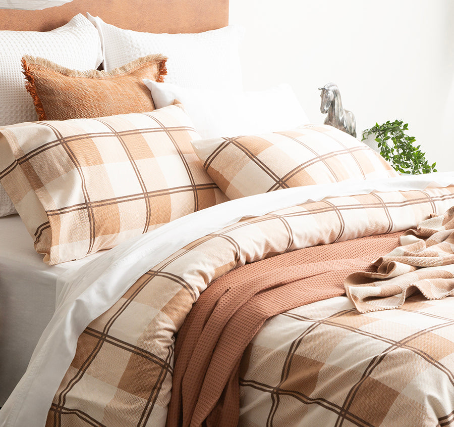 Egyptian Cotton Printed Flannelette Quilt Cover Set Range Twill Checks