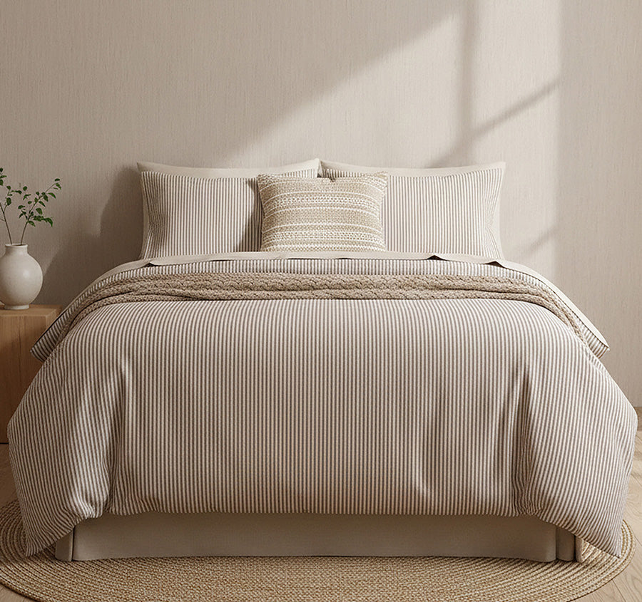 Egyptian Cotton Printed Flannelette Quilt Cover Set Range Vintage Stripe