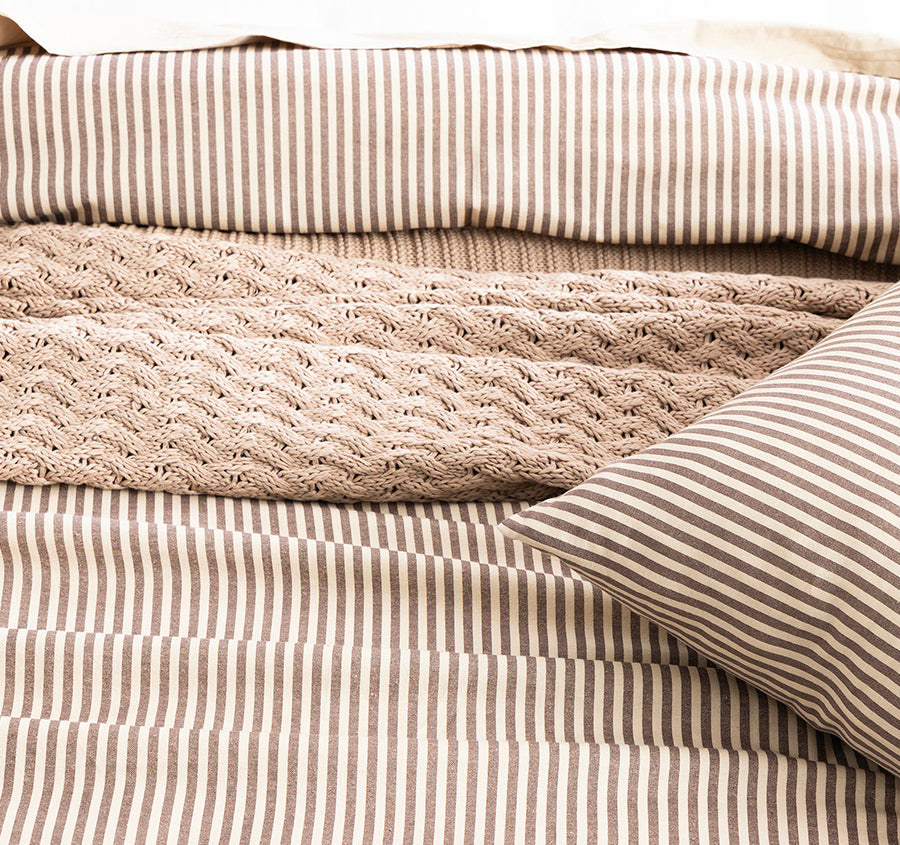 Egyptian Cotton Printed Flannelette Quilt Cover Set Range Vintage Stripe