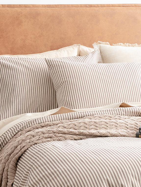 Egyptian Cotton Printed Flannelette Quilt Cover Set Range Vintage Stripe