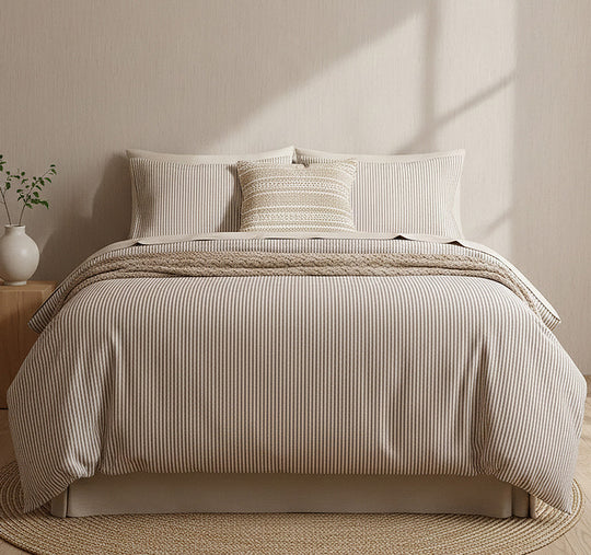 Egyptian Cotton Printed Flannelette Quilt Cover Set Range Vintage Stripe