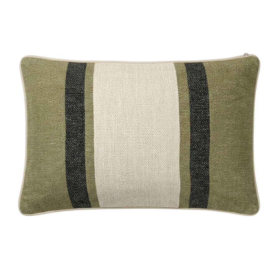 Alpine Stripe 30x50cm Filled Cushion Olive