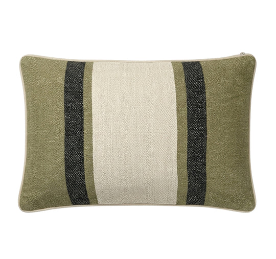 Alpine Stripe 30x50cm Filled Cushion Olive
