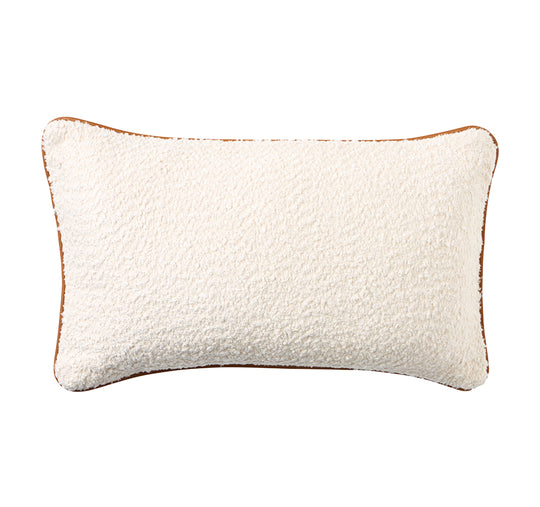 Boucle Leather 30x50cm Filled Cushion White