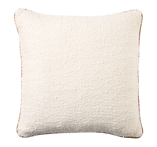 Boucle Leather 50x50cm Filled Cushion White