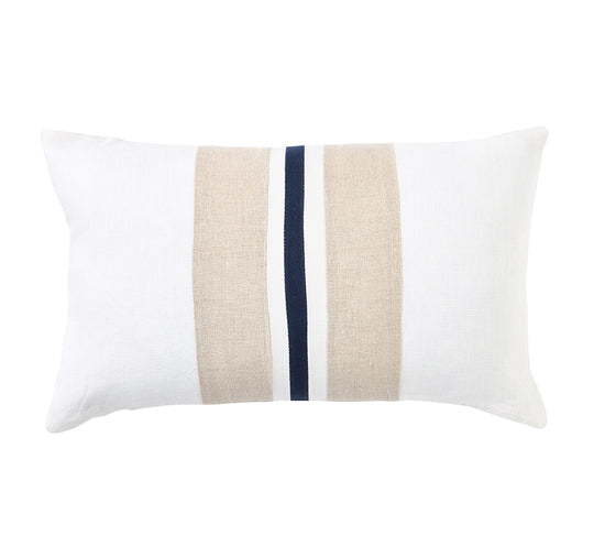 Linen Monaco Stripe 30x50cm Filled Cushion Navy