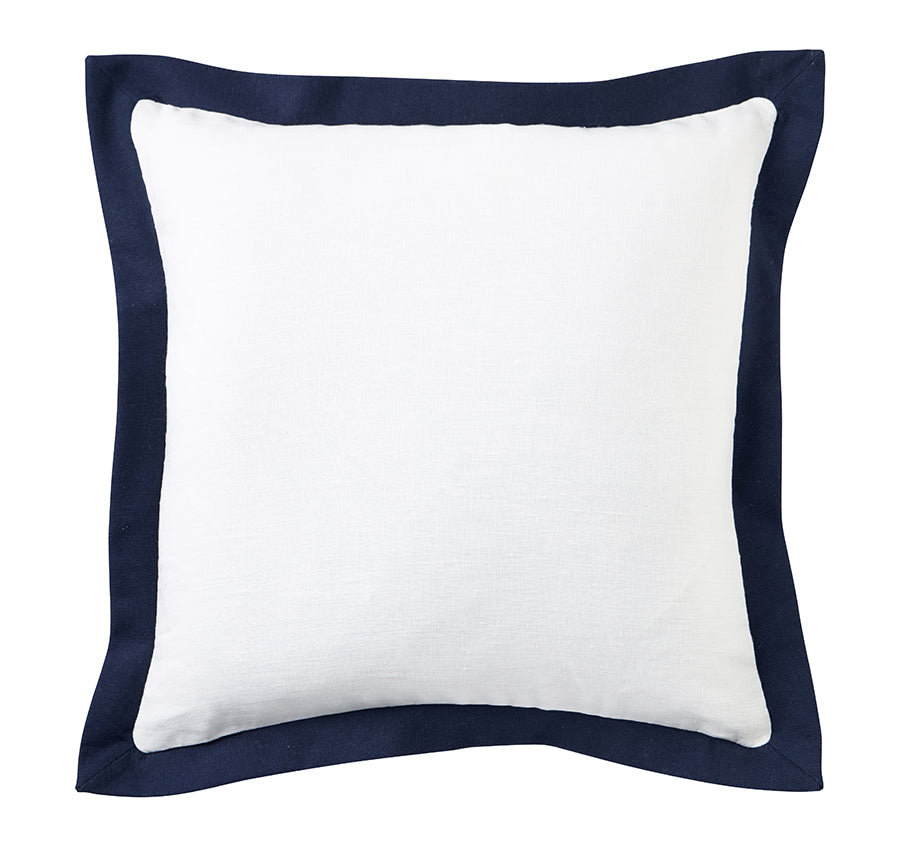 Linen Monaco 50x50cm Filled Cushion White and Navy
