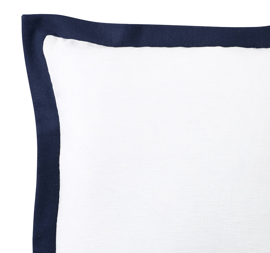 Linen Monaco 50x50cm Filled Cushion White and Navy