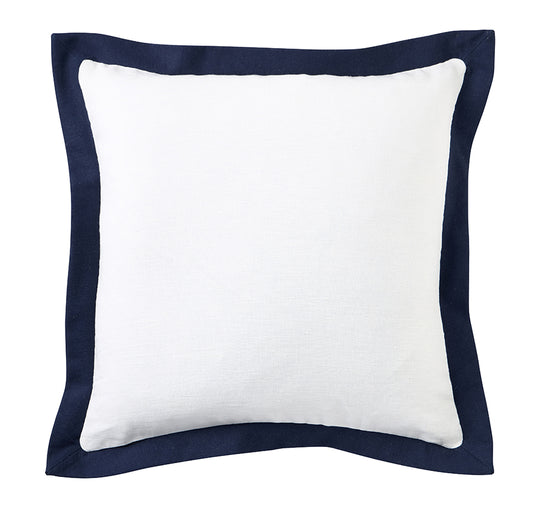Linen Monaco 50x50cm Filled Cushion White and Navy