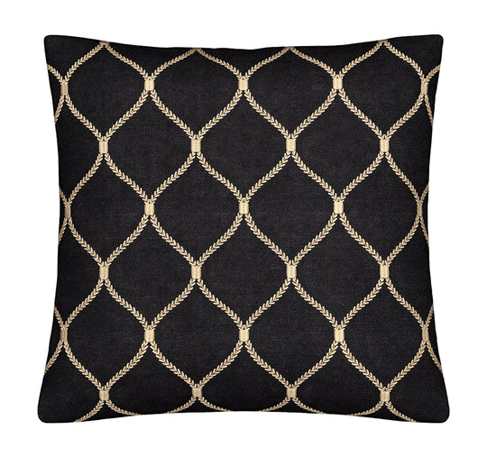 Linen Zahra Lattice 50x50cm Filled Cushion Black