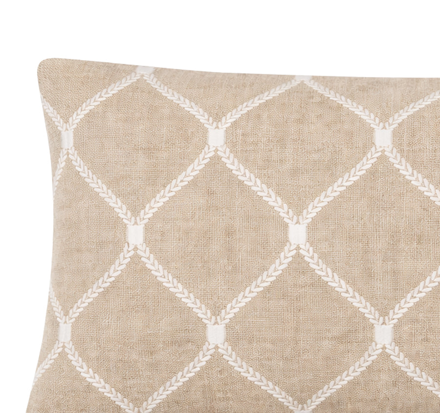 Linen Zahra Lattice 30x50cm Filled Cushion Sand