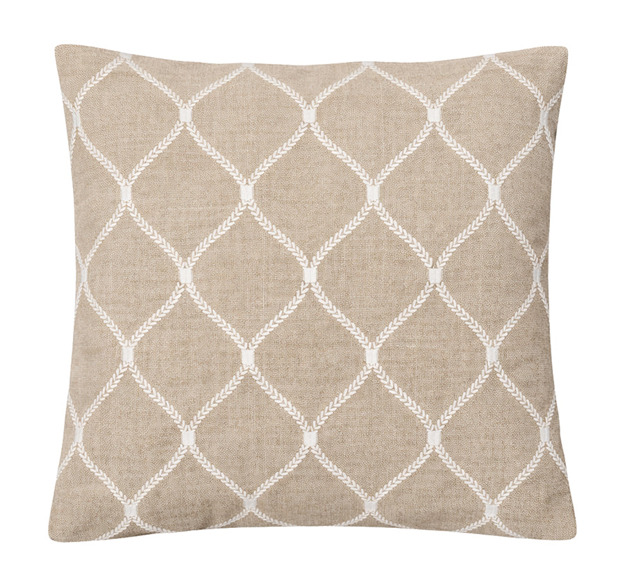 Linen Zahra Lattice 50x50cm Filled Cushion Sand