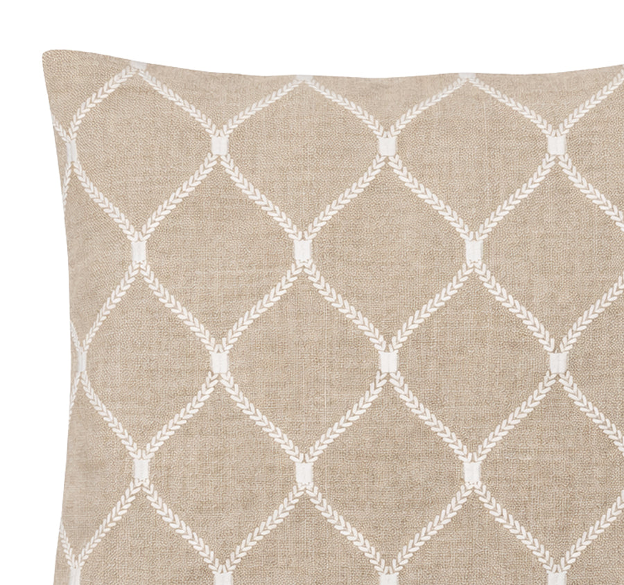 Linen Zahra Lattice 50x50cm Filled Cushion Sand