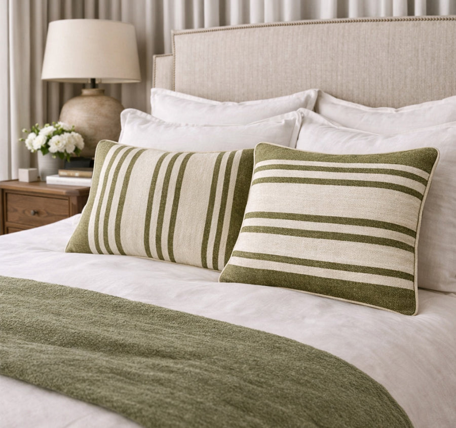 Maison Stripe 50x50cm Filled Cushion Olive