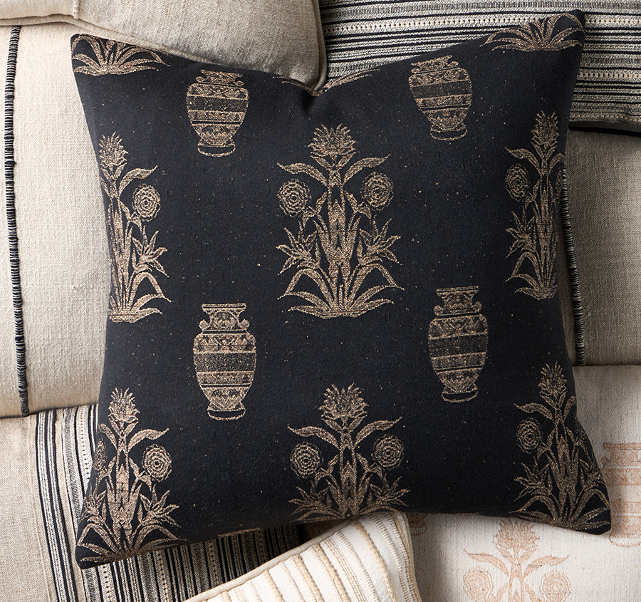 Olympia Palm 50x50cm Filled Cushion Black