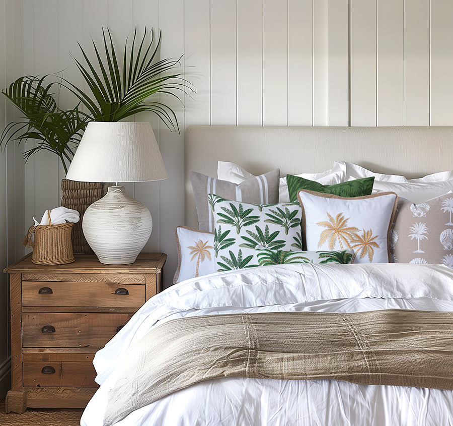 Royal Mirage Palms 30x50cm Filled Cushion White
