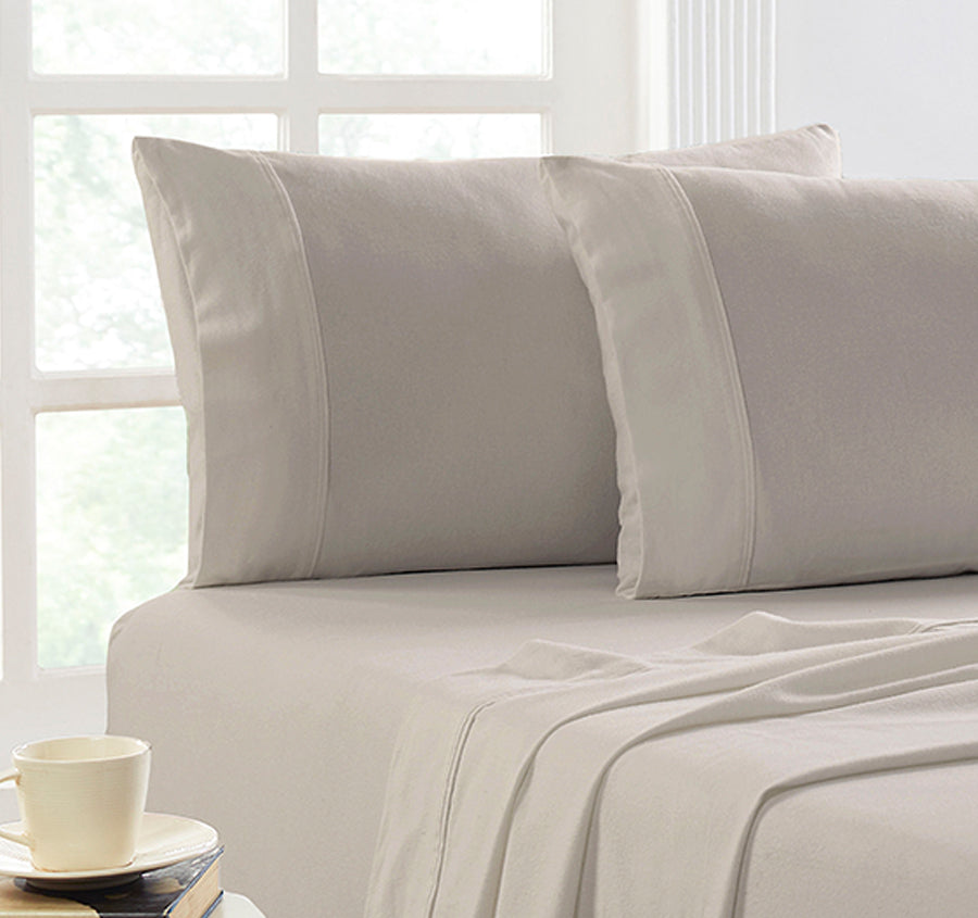 Egyptian Cotton Flannelette Mega Sheet Set Range Sand